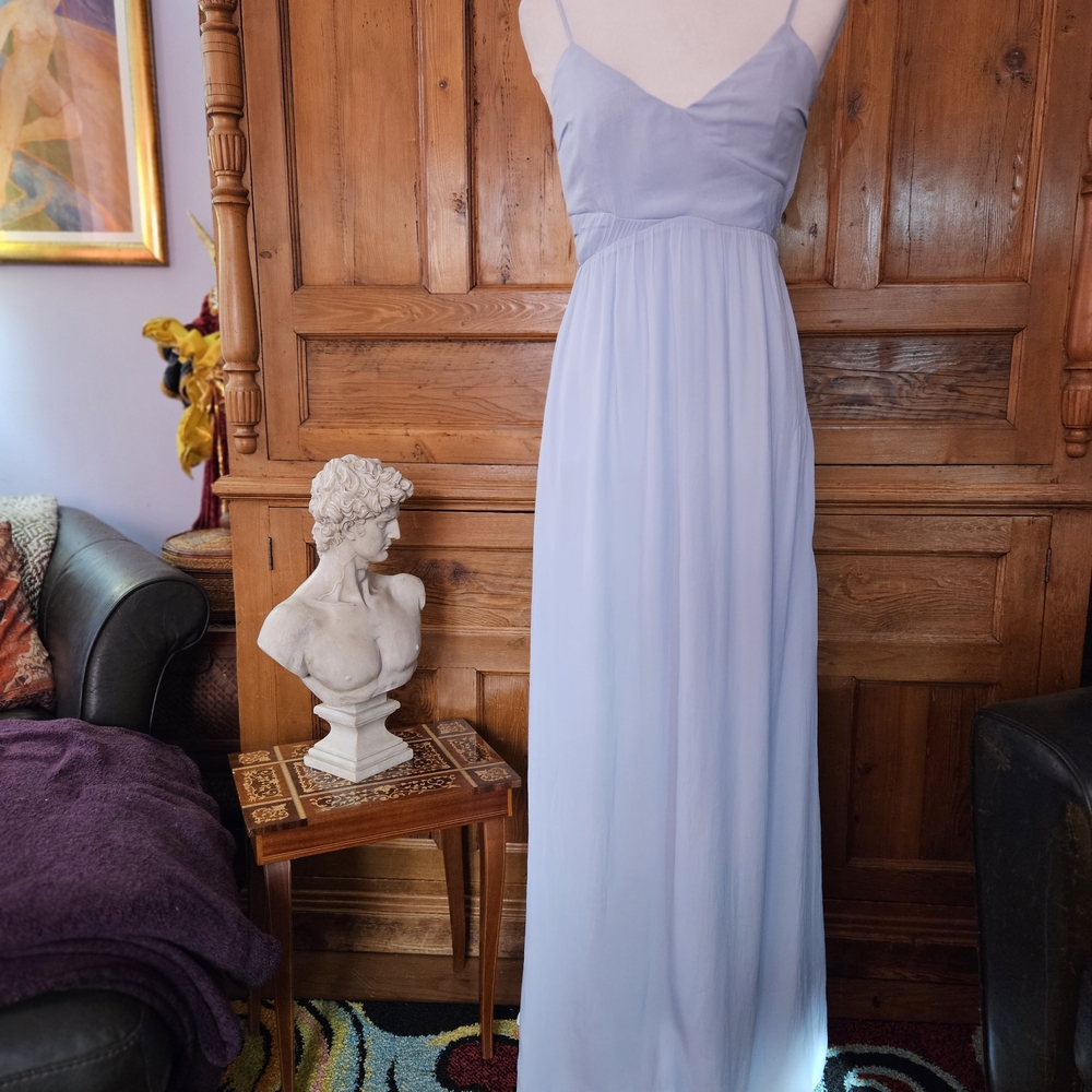 Romantic Bershka Light Blue / Purple Prom Gown W Soft Sheer Overlay